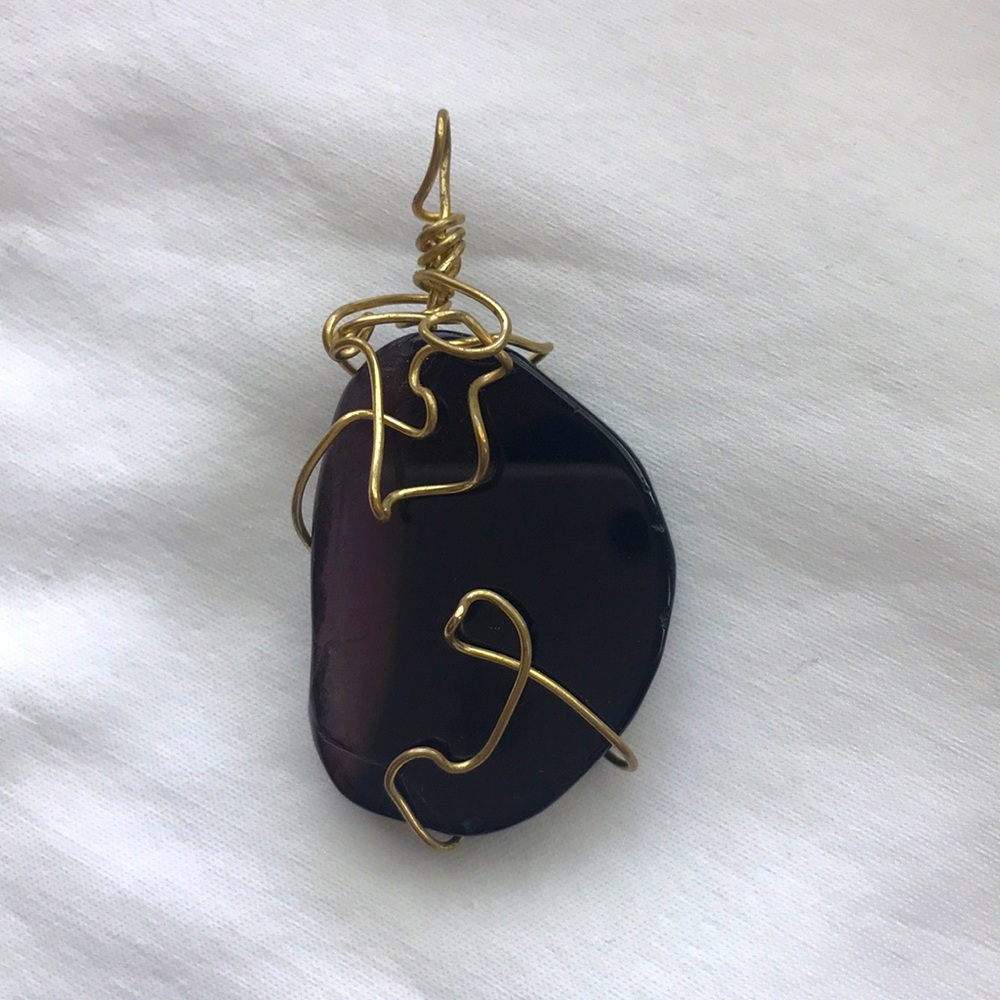 Purple and taupe stone necklace Pendant